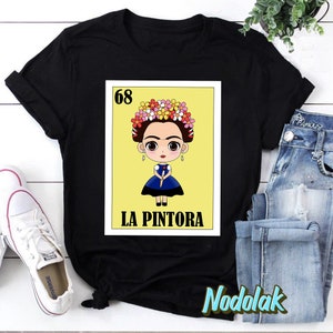 Regalo de Lotería La Pintora - Lotería Mexicana Camiseta Manga Larga, Camisa Lotería, Camisa Mexicana, Camisa Feminista, Mujeres Fuertes Mexicanas