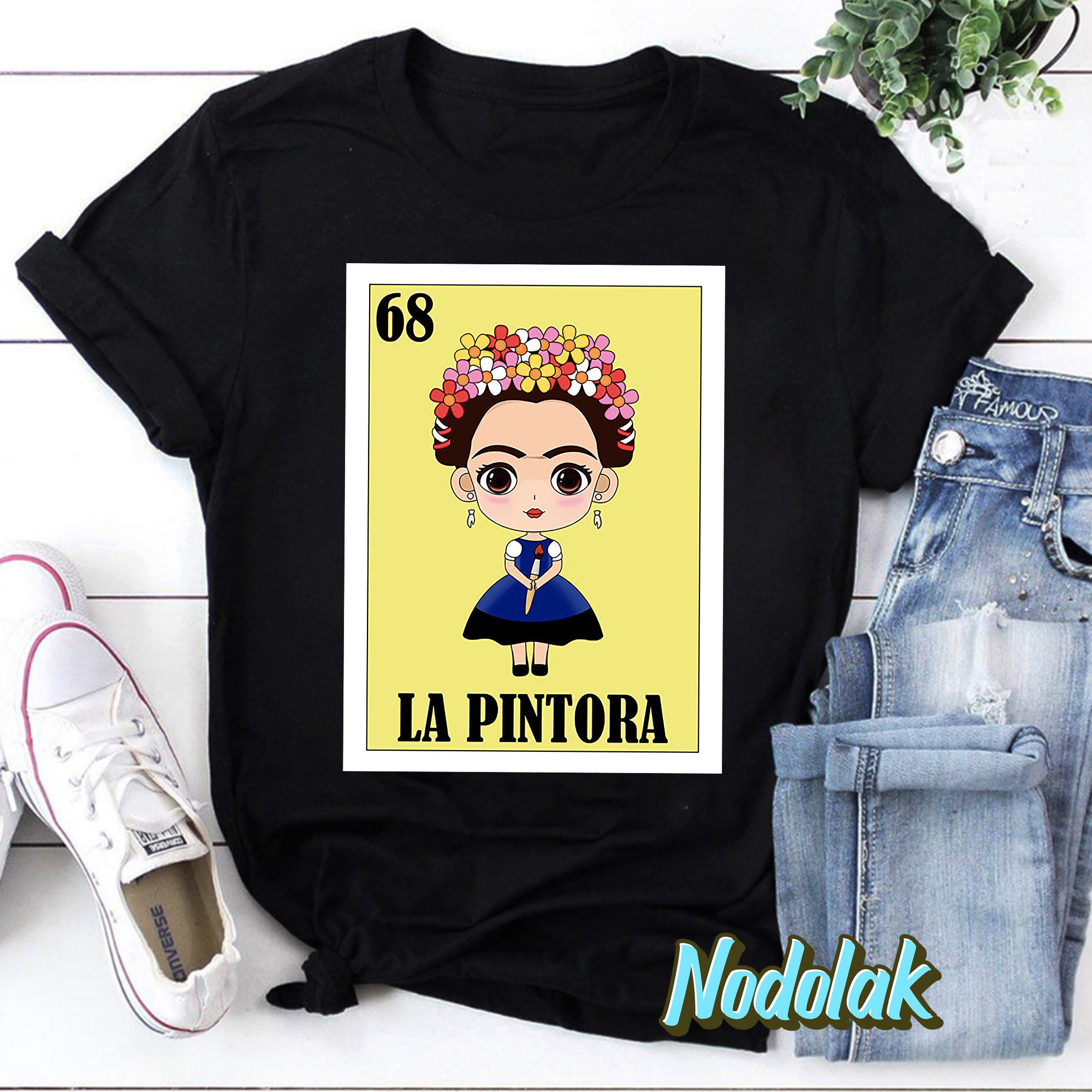 La Pintora Lottery Gift - Mexican Lottery T-shirt a maniche lunghe, Lotteria Shirt, Camicia messicana, Camicia femminista, Donne forti messicane