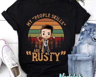 Chibi Castiel Supernatural My People Skills Are Rusty T-Shirt, Supernatural Winchesters Shirt, Winchester Brothers Shirt