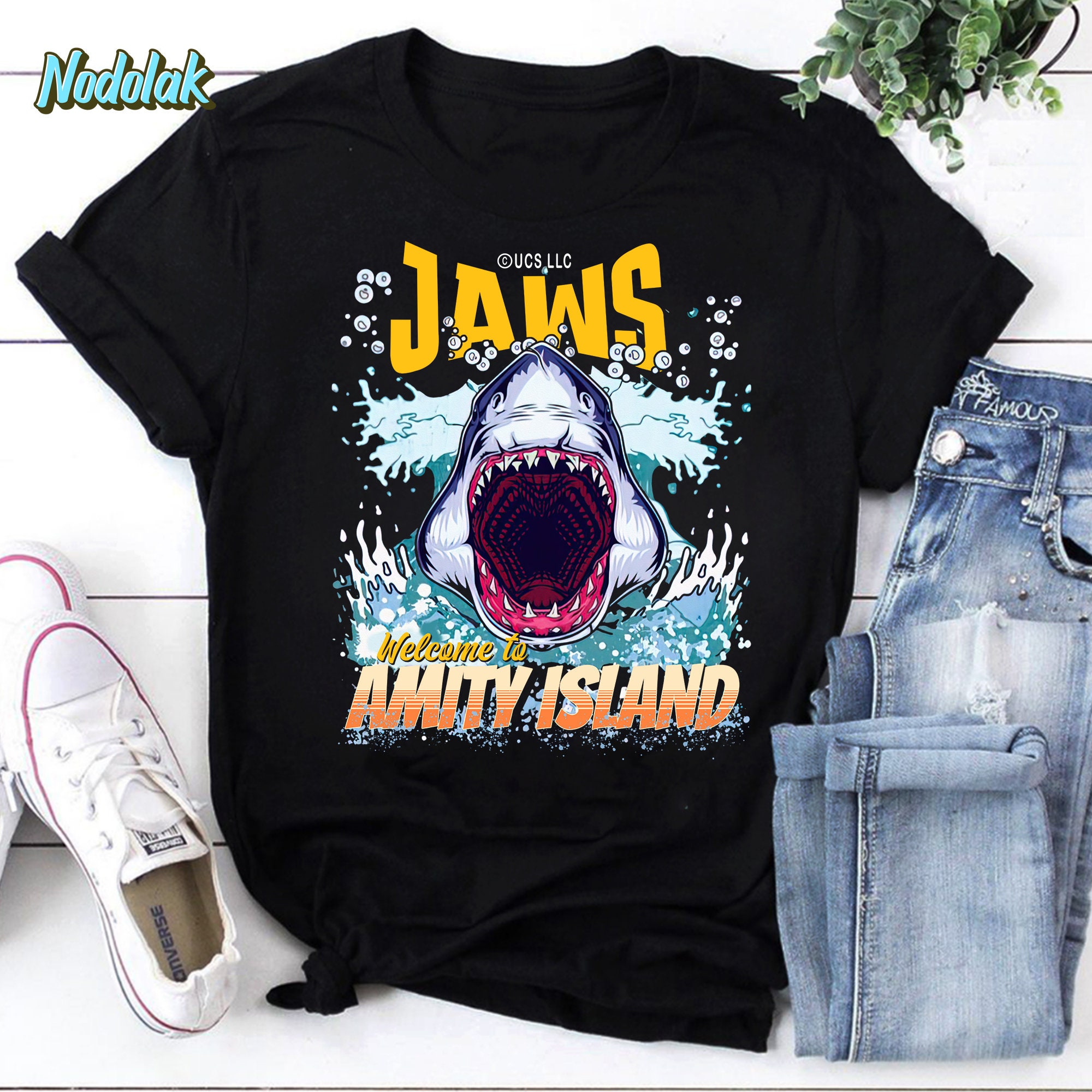 Jaws Fan Art Welcome To Amity Island Quint’s Shark Fishing Vintage T-Shirt, Quint Lover Shirt, Jaws Movies Shirt, Quint Jaws Shirt