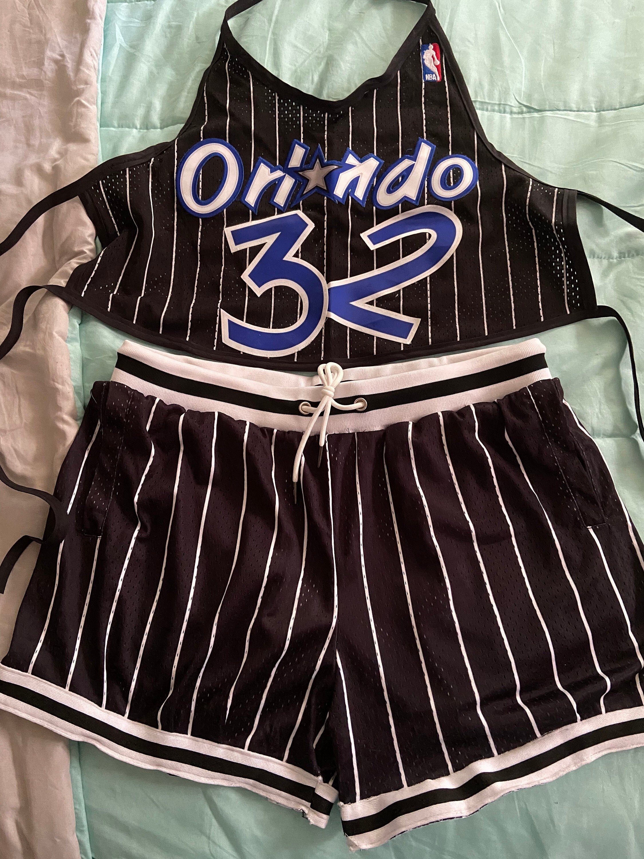 ADIDAS NBA Orlando Magic Shorts Black Pin Stripe Size Large