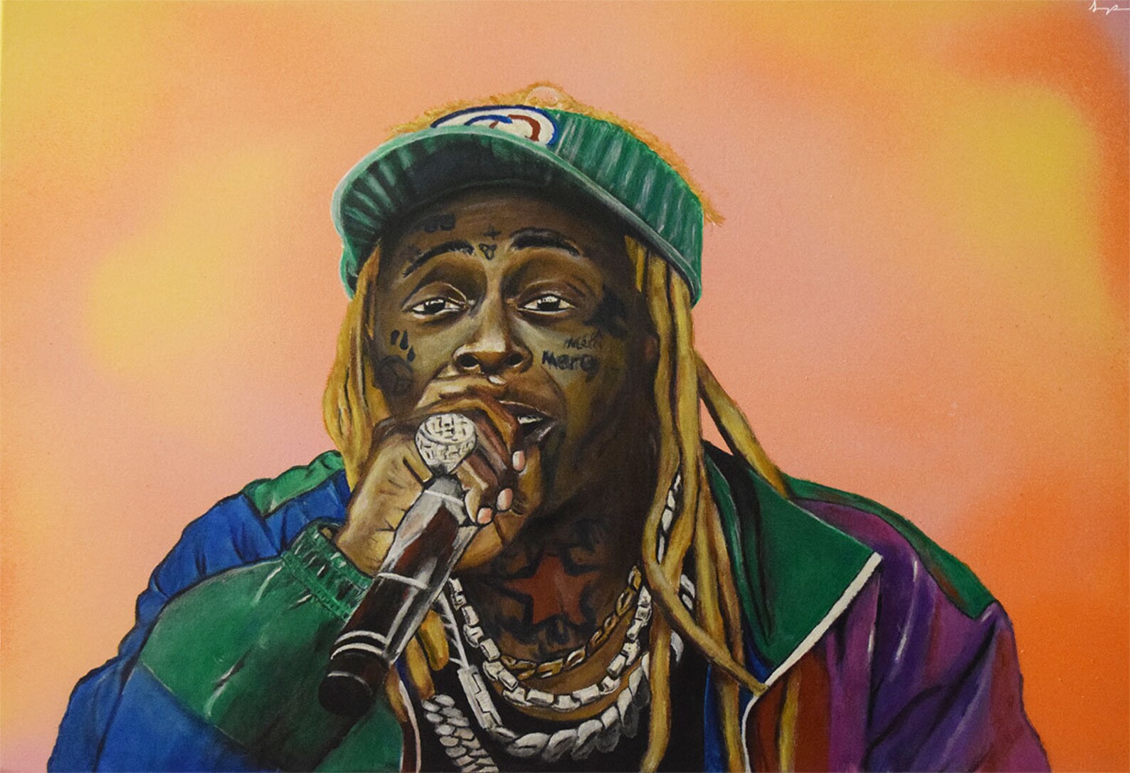 LARGE Lil Wayne Louisiana based rapper custom painted art Etsy