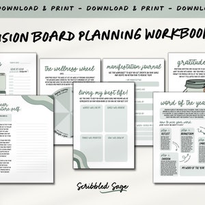 Vision Board Planner | New Year Workbook | Digital Journal | Personal Development | Manifestation | Gratitude Tracker | Habits Goals