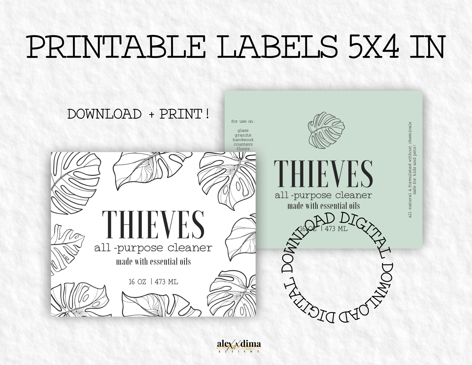 PRINTABLE Thieves Cleaner Label Young Living Essential Oils Etsy
