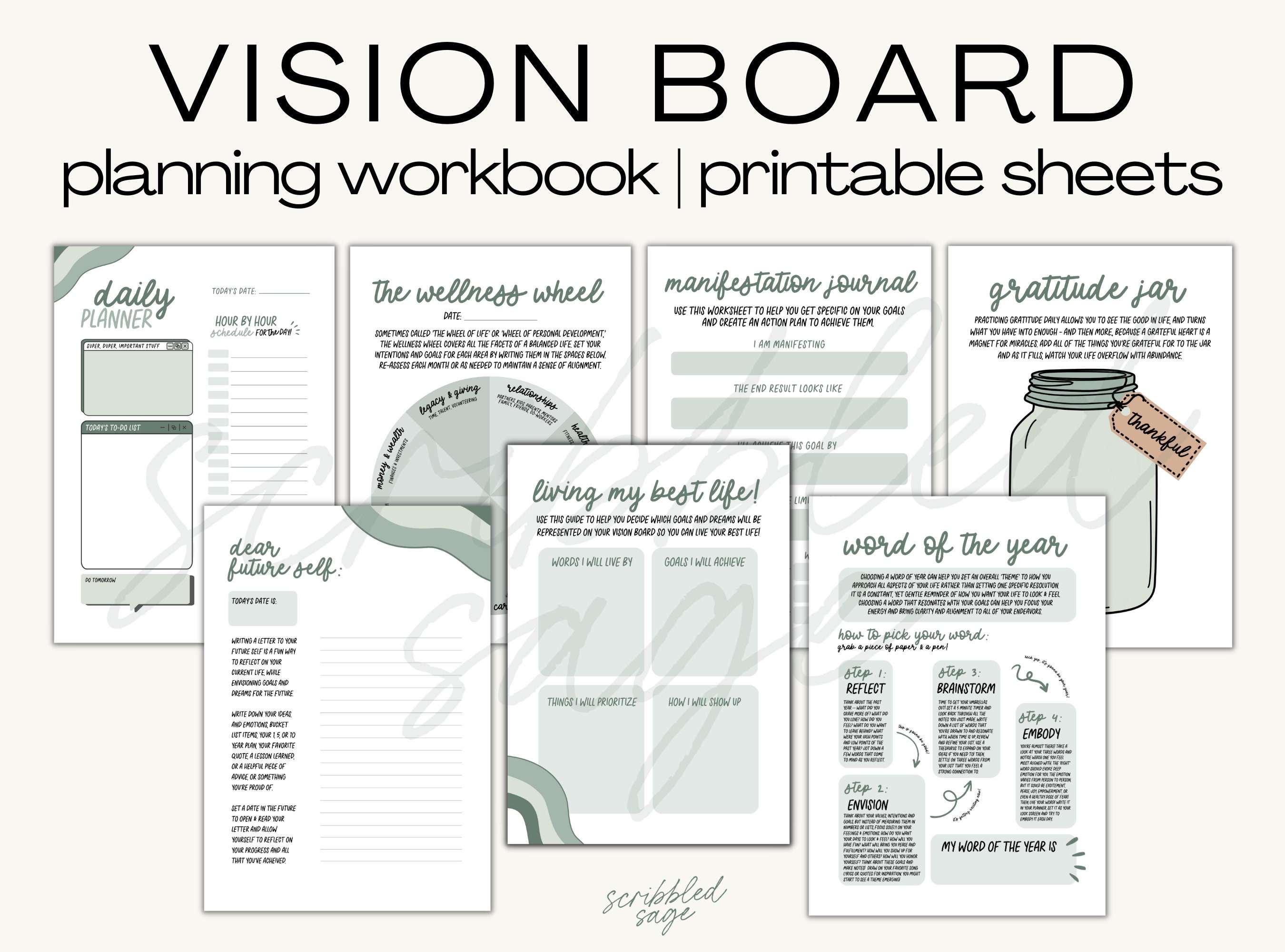 2024 Digital Vision Board Template, Canva Kit, Goal Setting, Manifesting,  Photo Collage, Printable, Virtual, Vision Board Party, Dream Board 