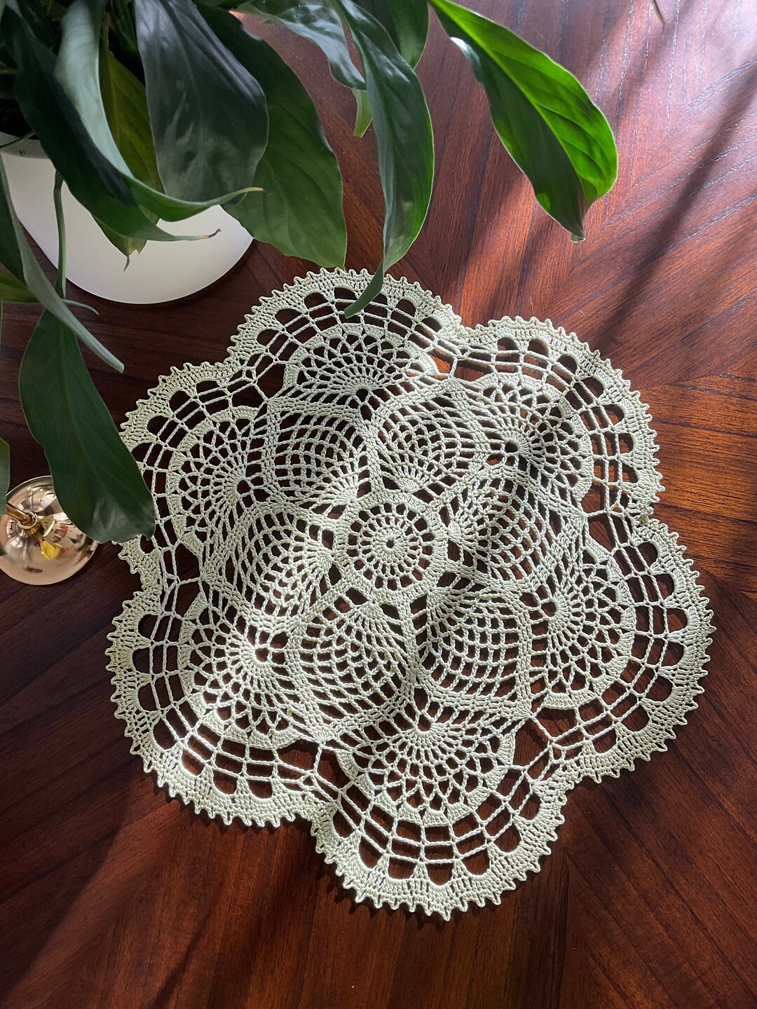 Small Green Doily for Small Side Stand or Night Stand or Etsy