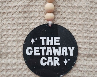Breloques en acrylique The Getaway Car - Accessoires de rétroviseurs suspendus - Ornement de véhicule mignon - Rétroviseur intérieur de voiture