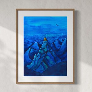 The Neutral Observer - Print Art Impression - Laurie Lardinois - signed limited edition, buddha, monk, mountain, horizon, meditation, zen