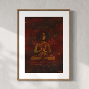 Fire Buddha - Print Art Impression - Laurie Lardinois - signed limited edition, meditation, mindfulness, yoga, zen, sacred masculine