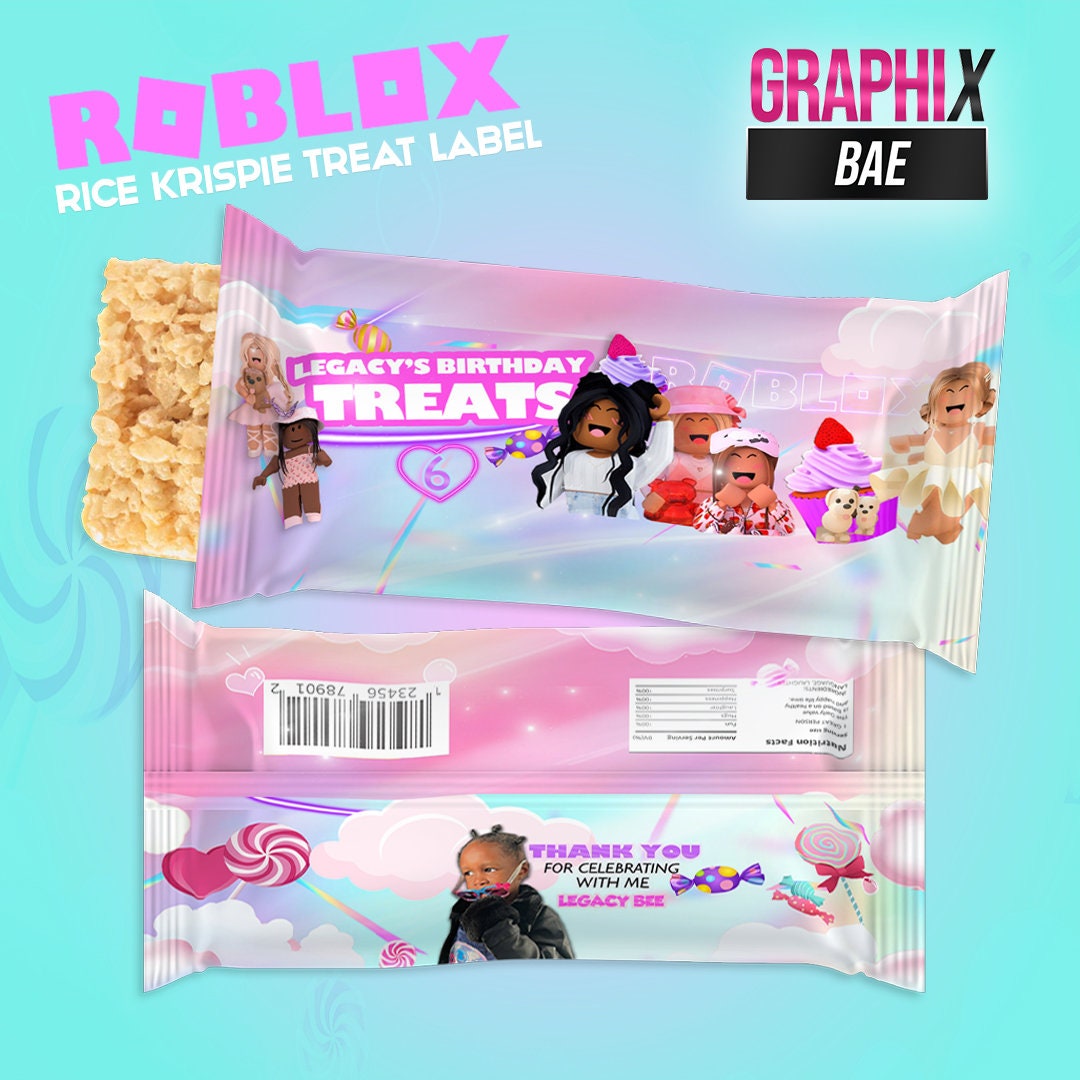 Roblox Inspired Girls Birthday Rice Krispies Treat Labels Etsy