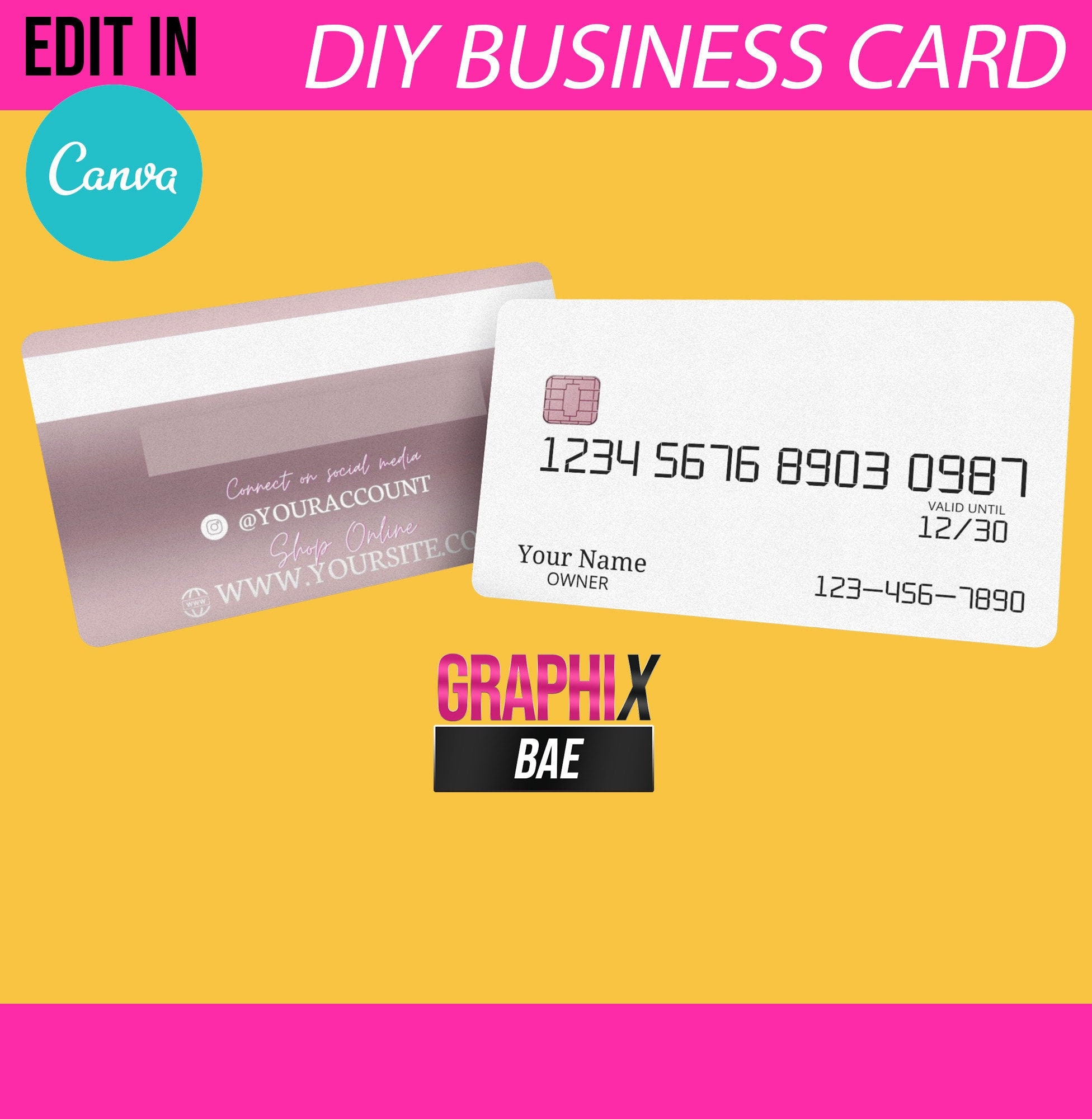 Business Credit Card Template DIY Credit Business Branding | Etsy