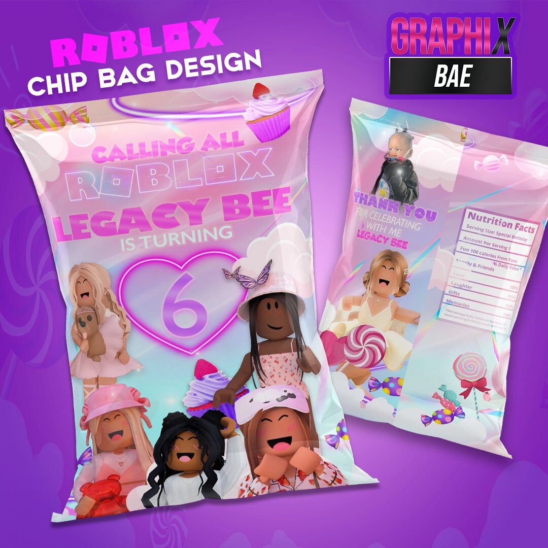 Roblox Inspired Girls Birthday Favor Bagscustom Chip Bags Etsy