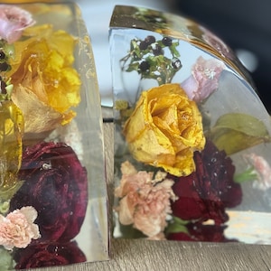 5 "x 4" Bouquet erhaltene Blumen Buchstützen Set, Hochzeitsstrauß, Harz Buchstützen, Harz erhaltene Buchstützen, Bouquet Preservation, Hochzeitsgeschenke