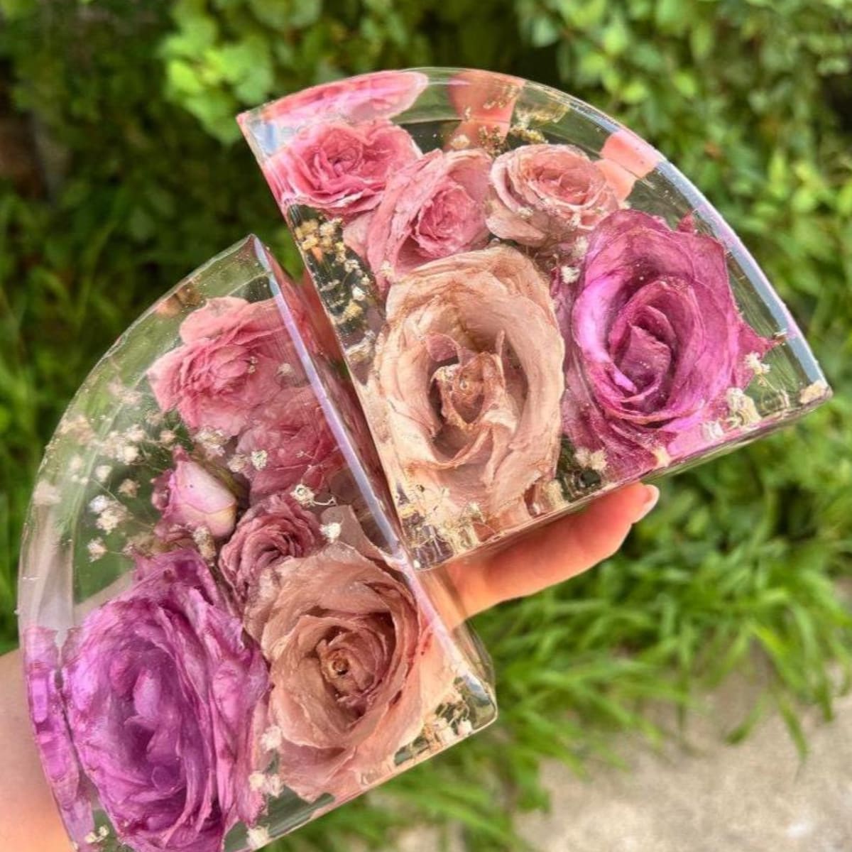 Wedding Bouquet Preserved, Resin Bookends, "5"x4"
