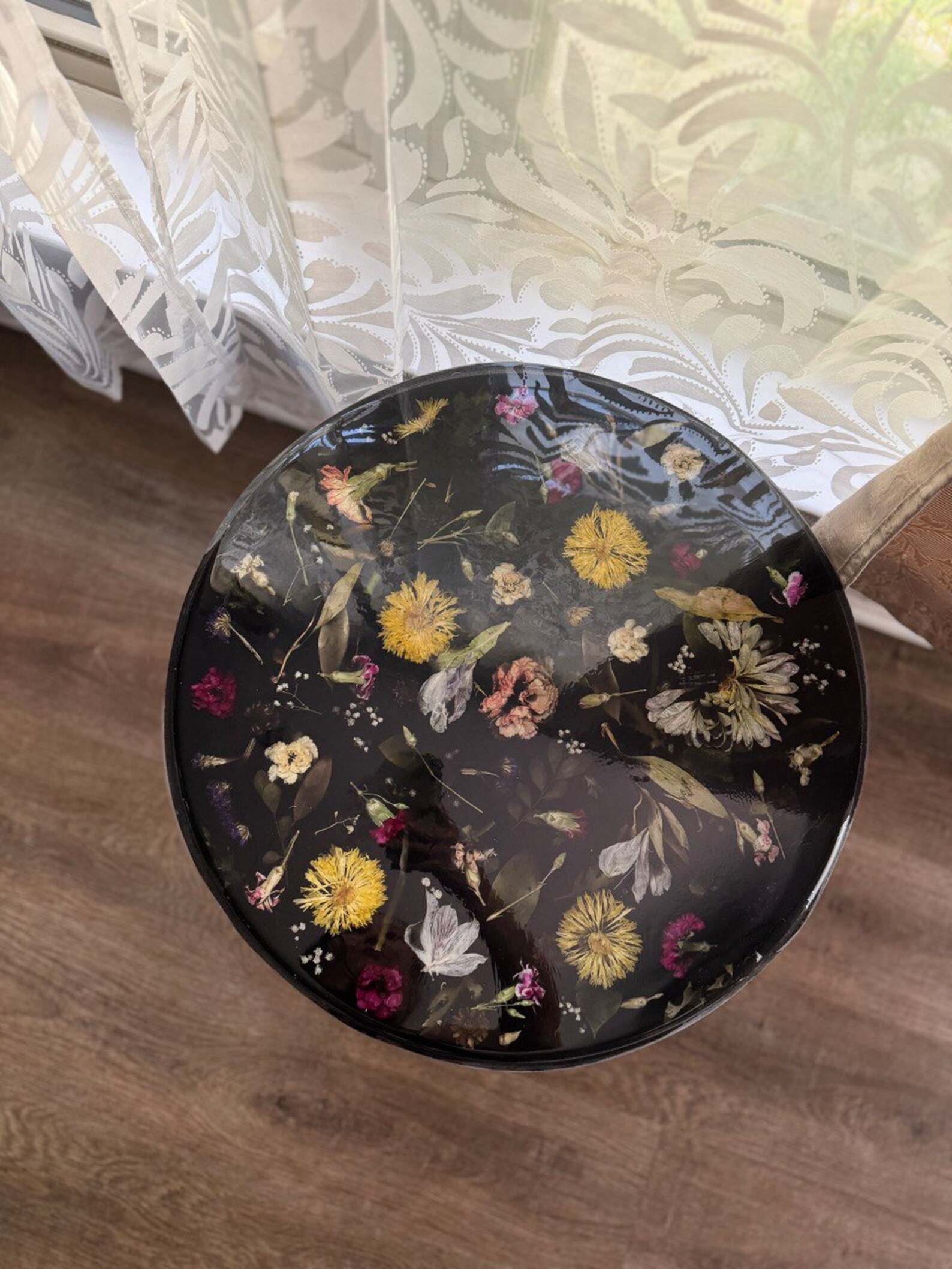 Epoxy Flower Table, Flower Coffee Table, Table With Flower, Floral