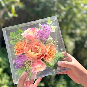 Wedding Bouquet Preservation Block, Flower Preservation Resin Block, Floral Preservation Resin Cube Bouquet
