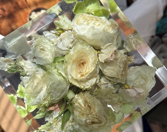 Wedding Bouquet Resin Block, Floral Keepsake, Flower Preservation