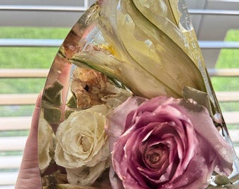 5x4 inch  Resin Flower Preservation Bookend:  Bouquet Keepsake. One
