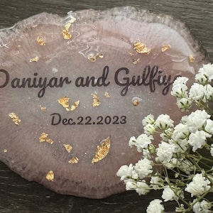 Coaster Personalized Wedding Party Epoxy Favors,Bridesmaid Gifts, Wedding Bulk Gifts, Save the date, Thank You Gift, Engagement Favors,Bride
