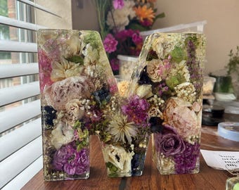 BIG 9' TALL  Custom Floral Resin Letter   Preserved Wedding Bouquet Initial