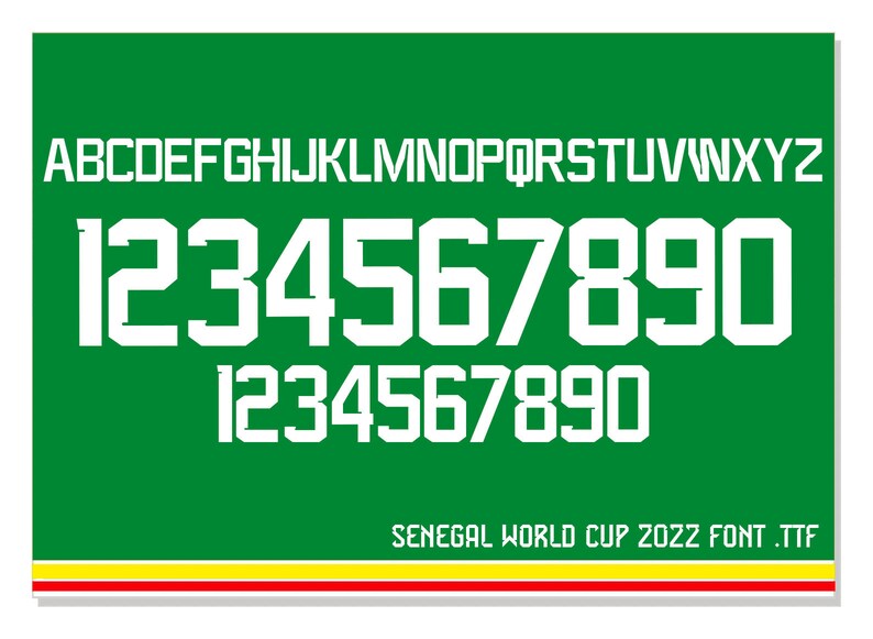 Senegal World Cup 2022 Jersey Font .TTF Etsy