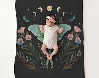 Mystical forest luna moth moonlit plush Blanket - Cozy Home Decor, Gift for Nature Lovers, Perfect for Warmth & Style, Ideal for halloween