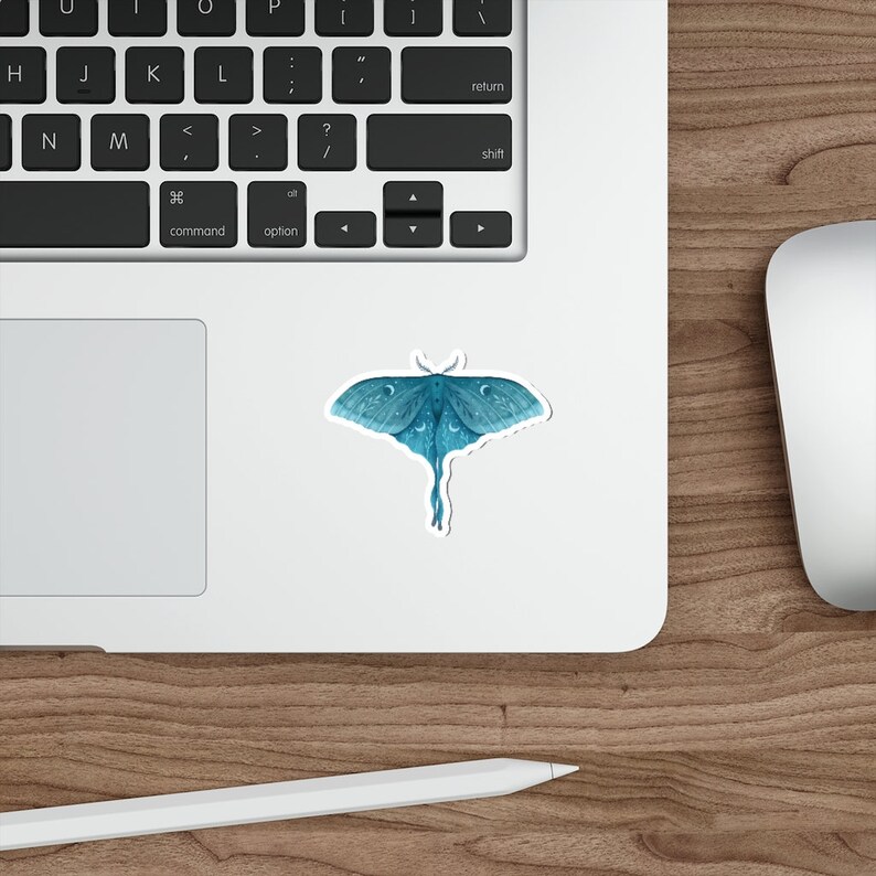 Blue Luna Moth Die-cut Stickers, Nocturnal Moon Moth Sticker, Wicca ...