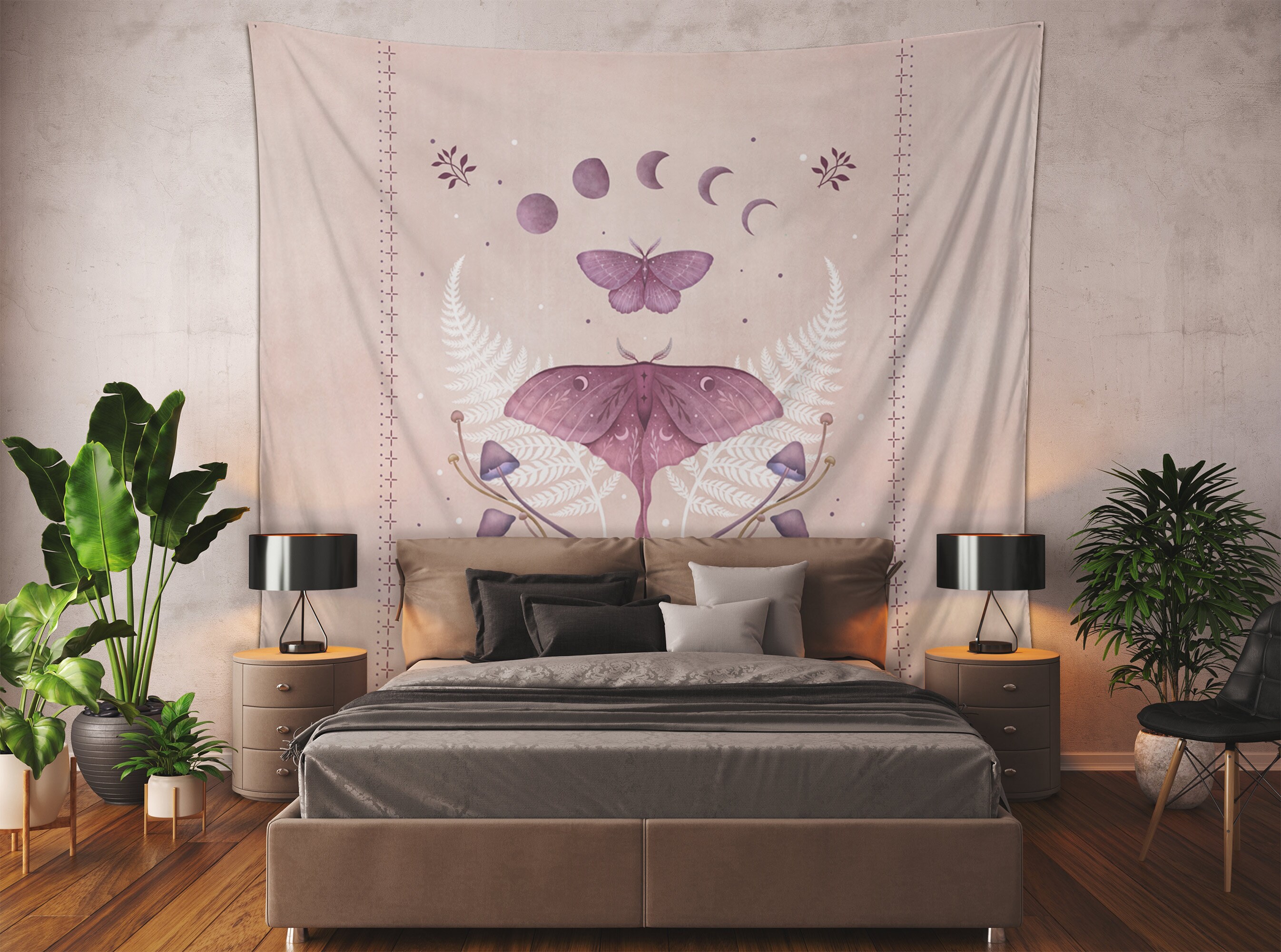 Luna and Emerald Indoor Wall Tapestries Vintage Pink Boho - Etsy