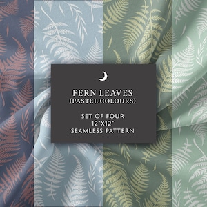 Naadloos patroon, varenbladeren digitaal papier Boho Surface Design, magisch varenblad, plantkunde, vintage pastelkleuren, digitale download