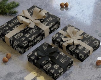 Spooky halloween night Gothic Window Pattern wrapping paper roll | Gift Wrap, Holiday, witchy, dark and magical spirit