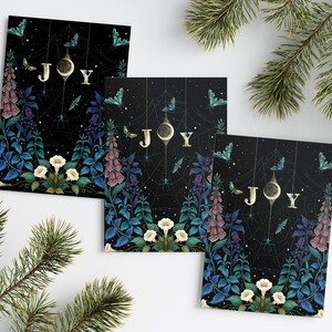Paquete de 3 tarjetas de felicitación Witchy JOY, Navidad de brujas, tarjeta de felicitación mágica, tarjetas de arte caprichosas, Wicca