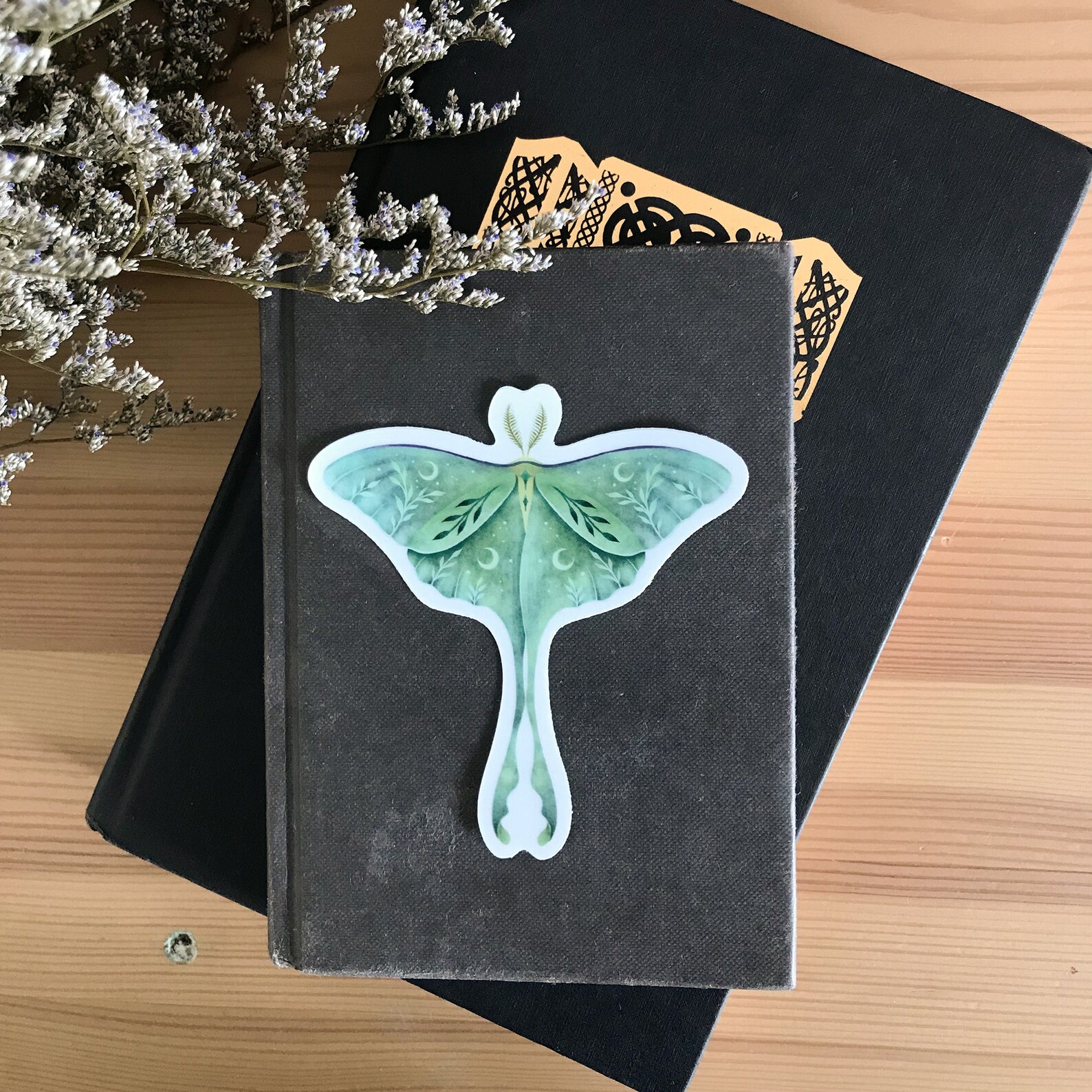 Luna Moth Die-cut Stickers, Vinyl Sticker, Nocturnal Moon Moth Sticker ...