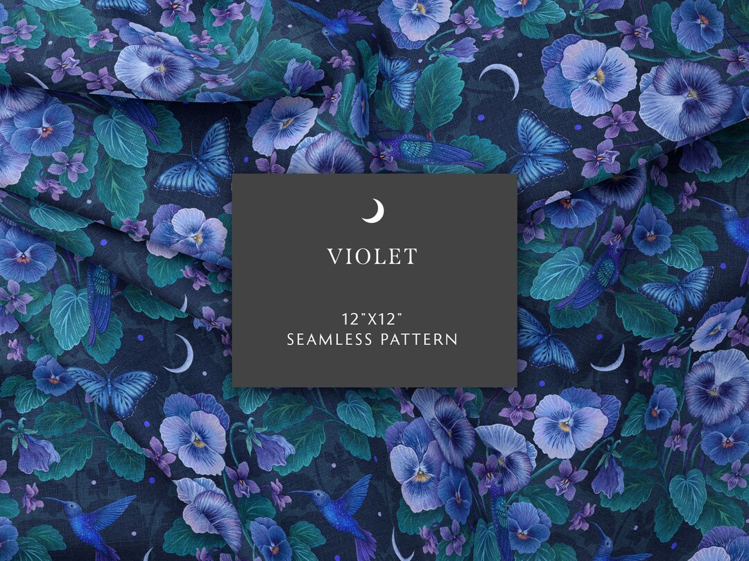 Seamless Pattern, Violet Digital Paper, Floral Nature Paper, Witchy ...
