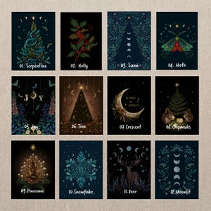 Paquete de tarjetas de Navidad Choose Your X-mas, tarjetas navideñas variadas de brujas, tamaños de 4" x 6", tarjeta mágica, Luna Christmas, tarjeta de felicitación navideña, Wicca