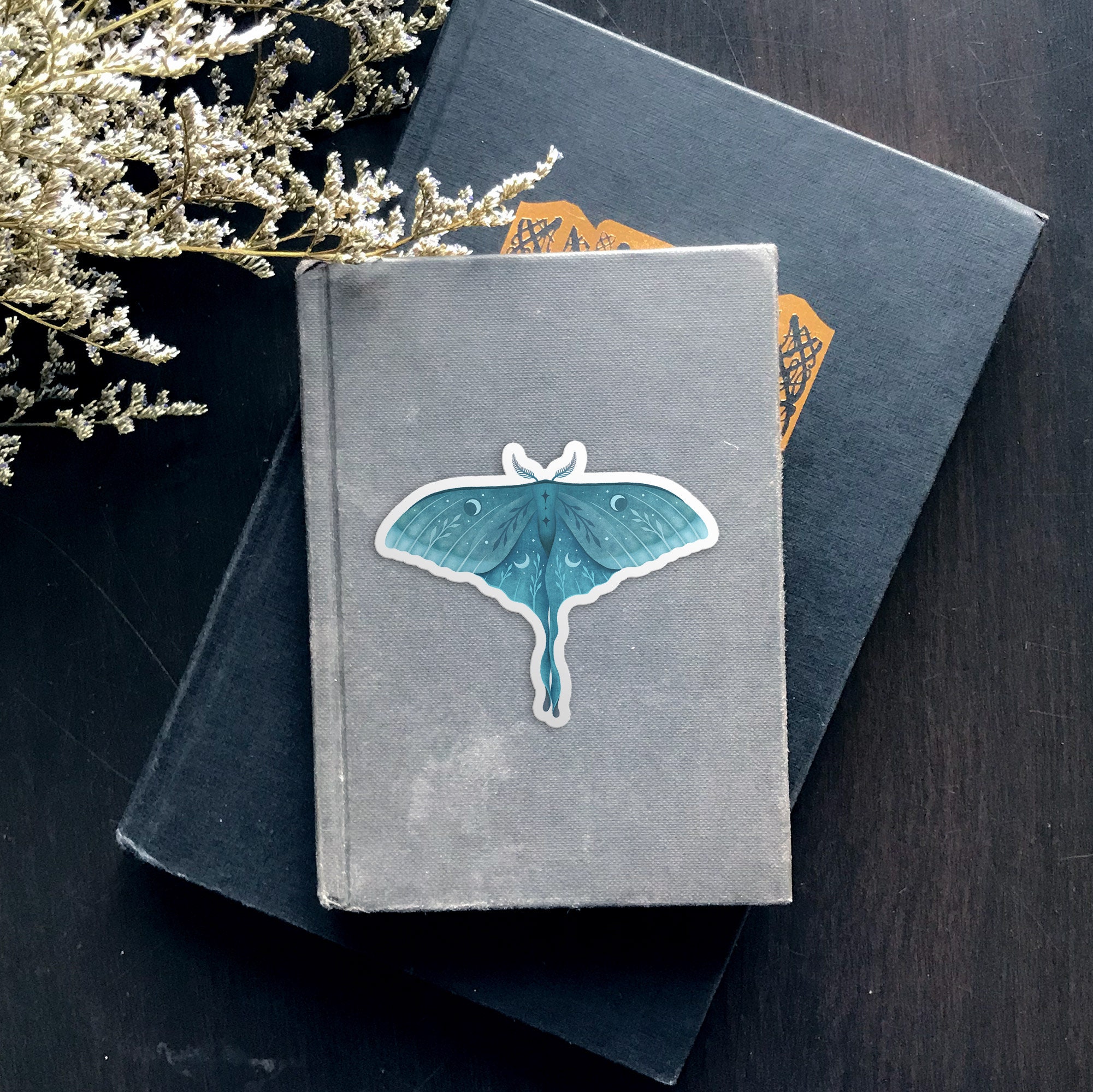 Blue Luna Moth Die-cut Stickers, Nocturnal Moon Moth Sticker, Wicca ...