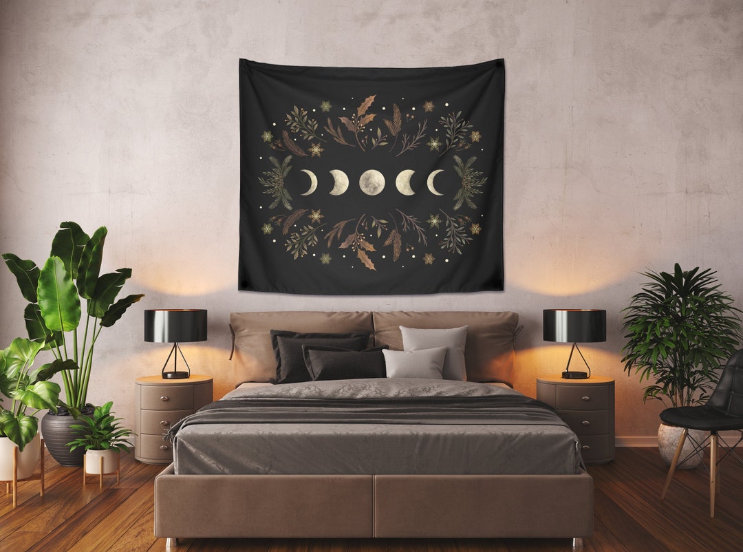 Moonlight Garden - Winter Brown Indoor Wall Tapestries, Boho Wall ...