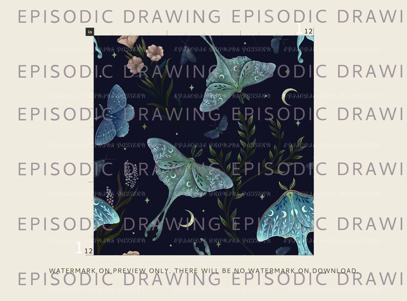 Seamless Pattern, Luna Moth (blue) Digital Paper, Moth Pattern, BOHO ...