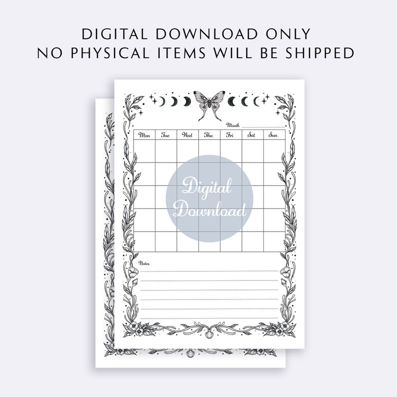 Monthly Planner Printable Witchy Calendar Undated Monthly - Etsy