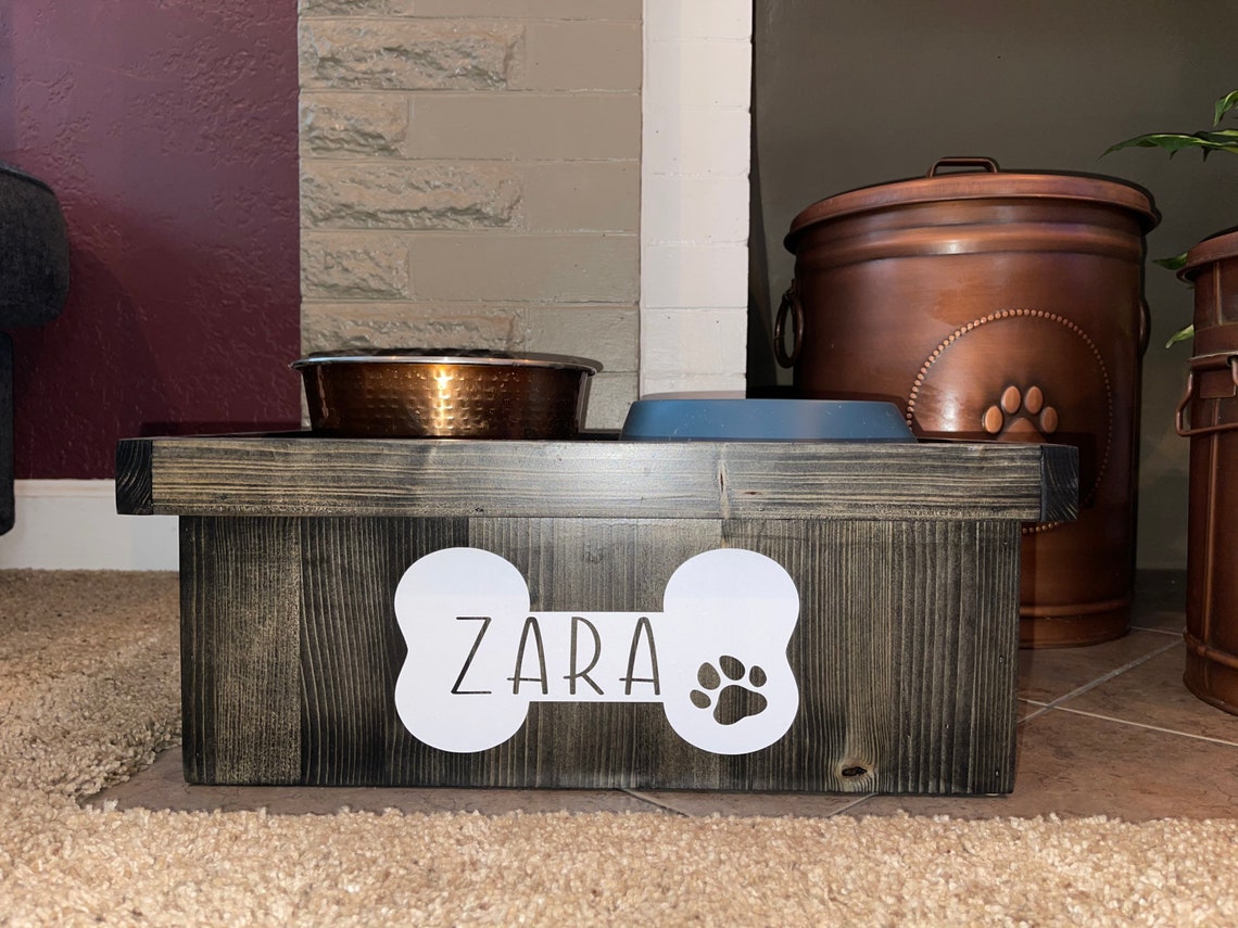 Wooden Dog Bowl Tray Dog Food Stand Dog Feeder Feeding Etsy