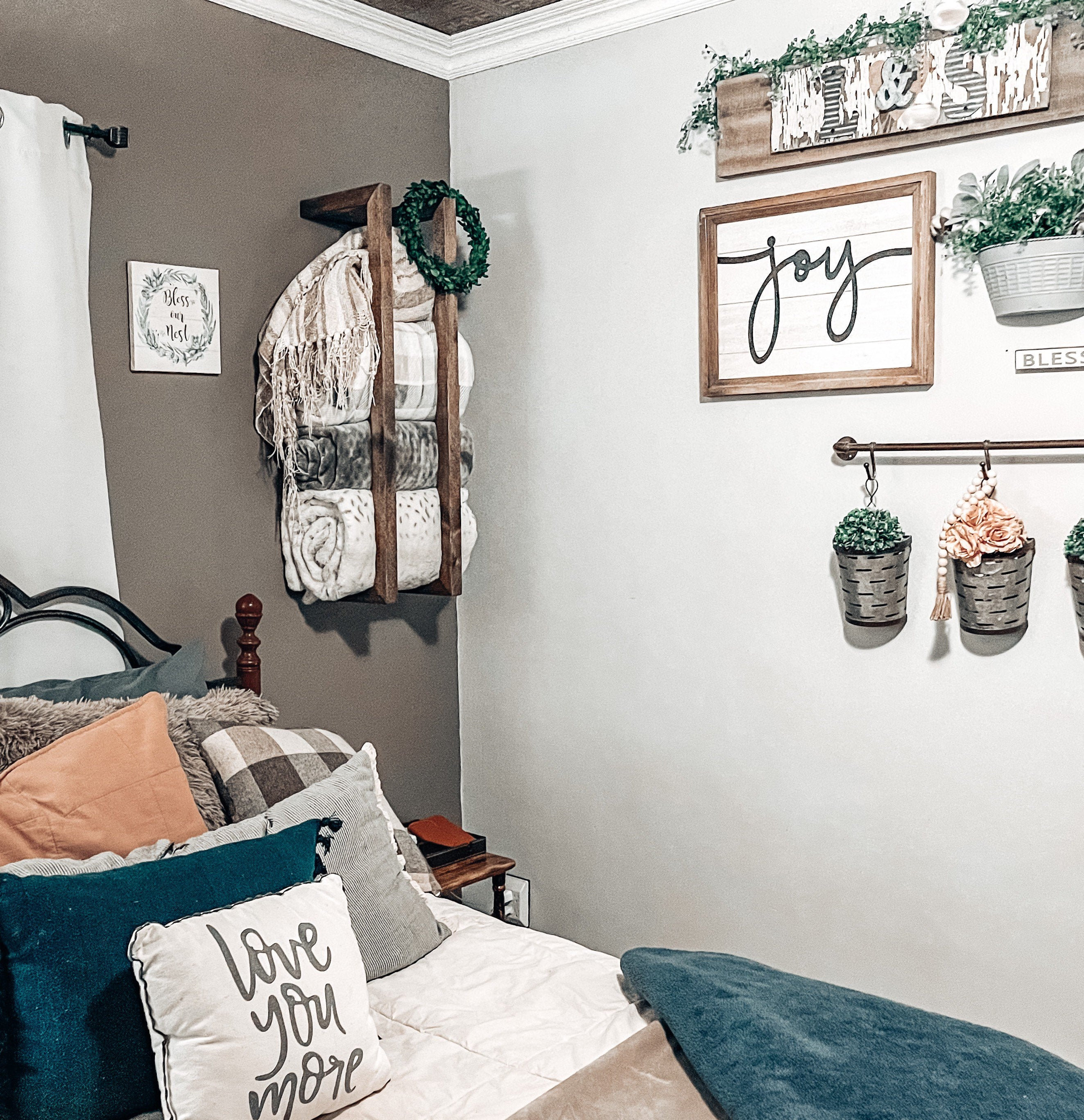 Blanket Wall Shelf Wall Decor Blanket Holder Towel Etsy