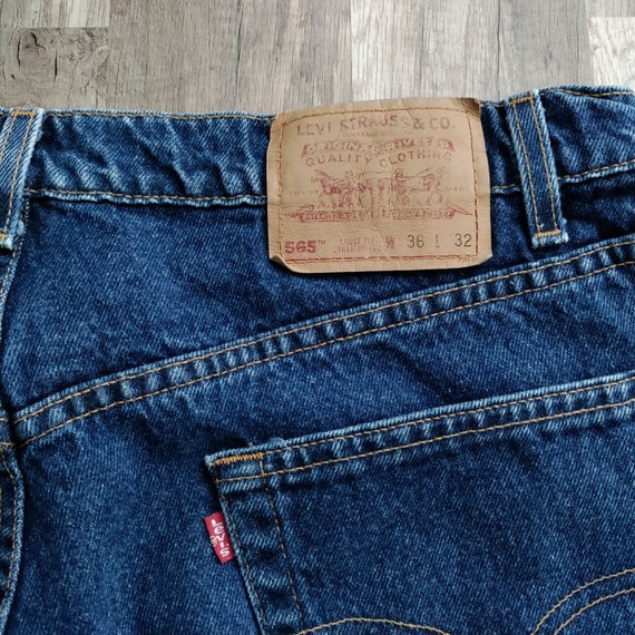 Vintage 90's Levi's 565 36x32 0498 Loose Fit Dark… - image 4