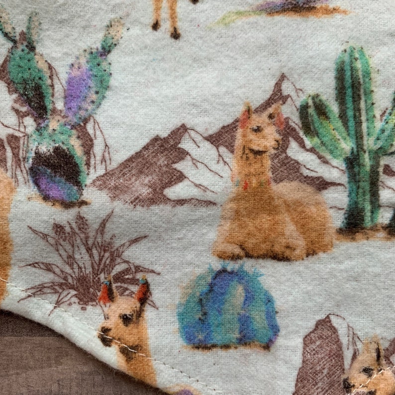 Lama and cactus bandana Single layer flannel bandana for dogs and cats Desert themed tied bandana.