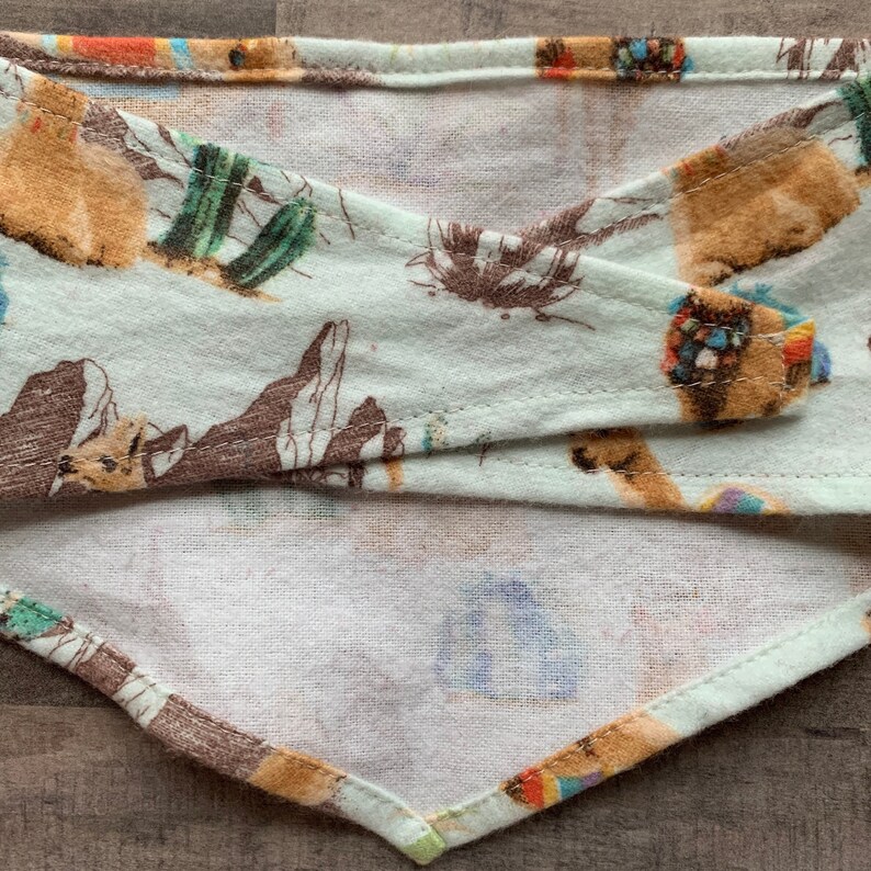 Lama and cactus bandana Single layer flannel bandana for dogs and cats Desert themed tied bandana.