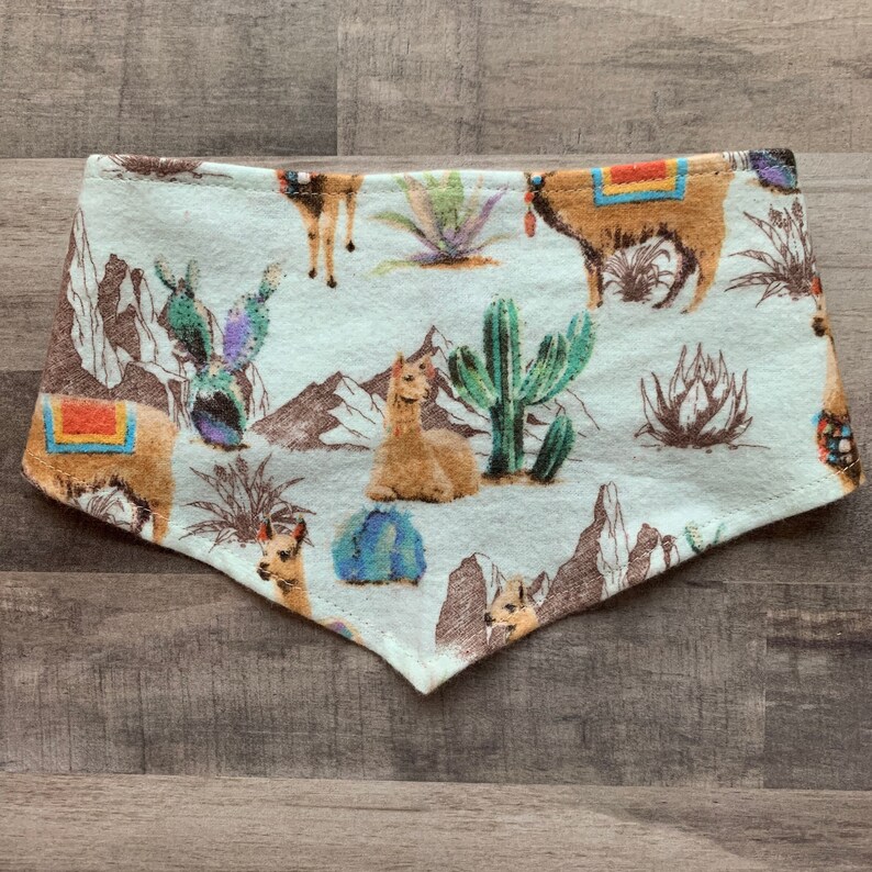 Lama and cactus bandana Single layer flannel bandana for dogs and cats Desert themed tied bandana.