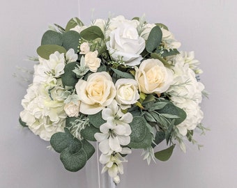 Sage and Cream Centerpiece for Flower Stand  Wedding Flowers  Classic Wedding Large Arrangement Table Flowers White Flowers Vase Flowers