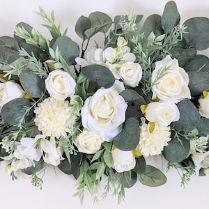 Ivory and Sage Center Arbor Decor  Wedding Flowers   Arch Flowers  Ceremony Flowers Light Green Greenry  White Flowers Eucalyptus