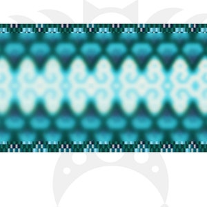 May include: A digital PDF pattern for even count peyote beading, with a teal and white wavy design. The pattern is labelled "Scales 21P004" and includes the text "LadyLunarCat". The design is a repeating pattern suitable for beadwork projects.