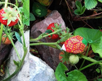 Beading tutorial for 3d egg or ball peyote pattern Strawberry 21T003 Step by step instruction