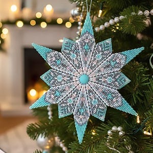 Grey peyote 3 drop star pattern for beading - Beginner-Friendly tutorial