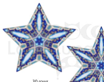 Patrón geométrico de estrella peyote azul para abalorios, 30 filas + Tutorial básico de estrella